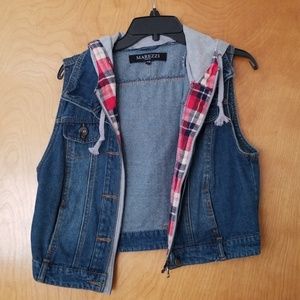 Denim hooded vest